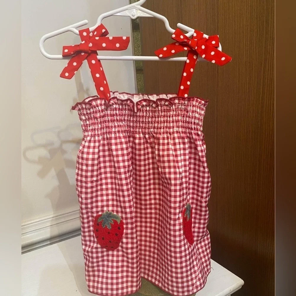 New Gingham Strawberry Sundress
